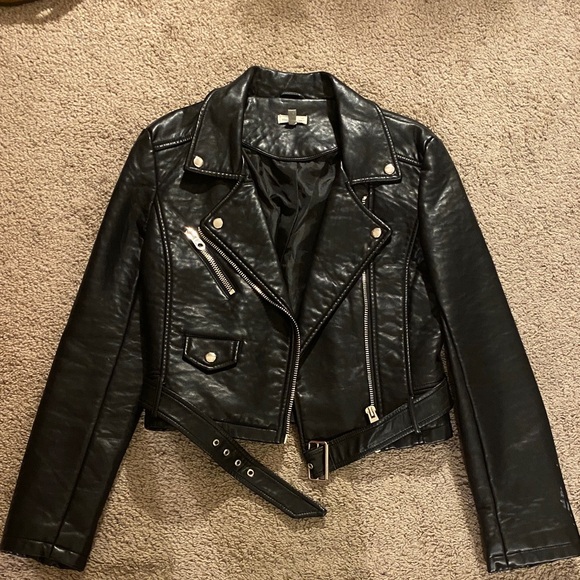 Silence + Noise Black Leather Biker Jacket - Picture 4 of 7